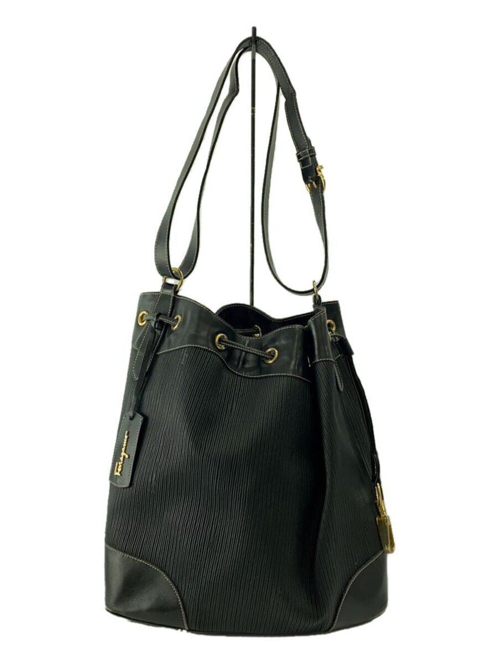 Salvatore Ferragamo Drawstring Bag Leather Black
